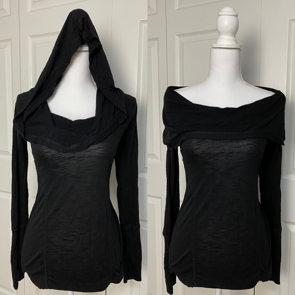 Zella Black Athleisure Convertible Cowl Neck Hoodi